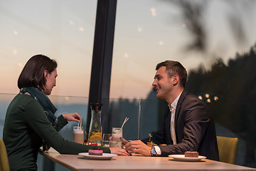 Image showing Couple on a romantic dinner at the restaurant