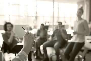 Image showing Young Business Team At A Meeting at modern office building