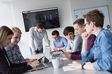 Image showing Group of young people meeting in startup office