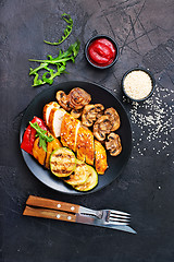 Image showing chicken meat with grilled vegetables