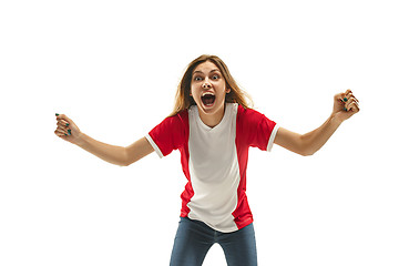 Image showing French fan celebrating on white background