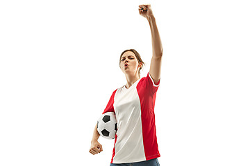 Image showing French fan celebrating on white background