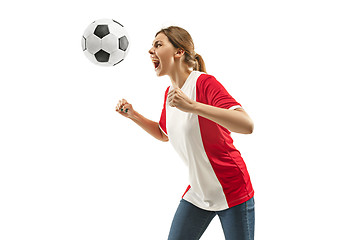 Image showing French fan celebrating on white background