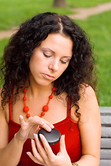 Image showing beautiful woman with mirror