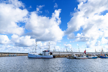 Image showing Fishing boats in a harbor in Denmark