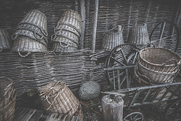 Image showing Weave baskets workshop stacked