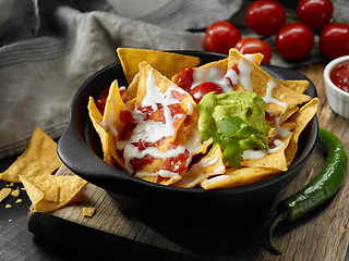 Image showing bowl of corn chips nachos