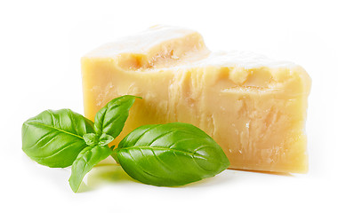 Image showing parmesan cheese and basil