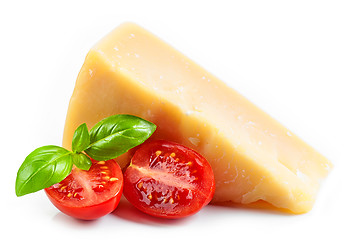 Image showing cheese, basil and tomato