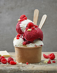 Image showing white chocolate and raspberry ice cream