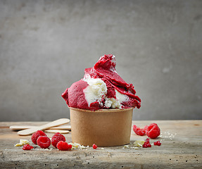 Image showing Raspberry and white chocolate ice cream