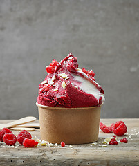 Image showing Raspberry and white chocolate ice cream