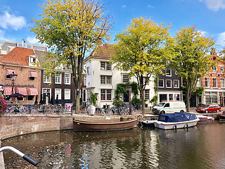 Image showing Autumn view of Old Amsterdam canal