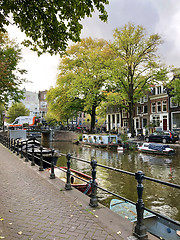 Image showing Autumn view of Old Amsterdam canal