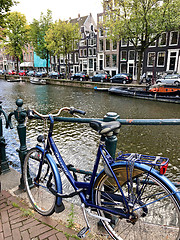 Image showing Autumn view of Old Amsterdam canal