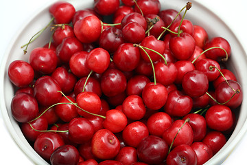 Image showing freshly picked heap of cherries