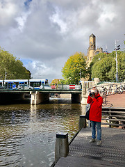 Image showing Autumn view of Old Amsterdam canal