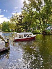 Image showing Autumn view of Old Amsterdam canal