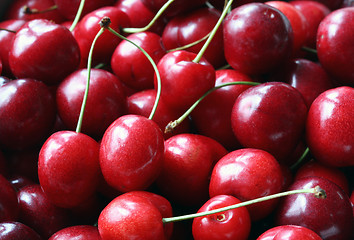 Image showing freshly picked heap of cherries