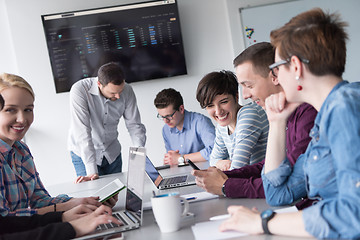 Image showing Group of young people meeting in startup office