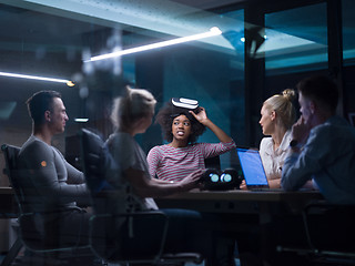 Image showing Multiethnic Business team using virtual reality headset