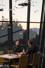 Image showing Couple on a romantic dinner at the restaurant