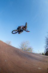 Image showing BMX jump in a wooden ramp