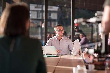 Image showing Business Team At A Meeting at modern office building