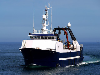 Image showing Fishing Trawler at Sea.