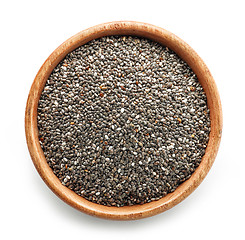 Image showing chia seeds in wooden bowl