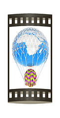 Image showing Hot Air Balloon of Earth with  Easter egg.  Global Easter concep