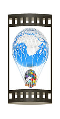 Image showing Hot Air Balloon of Earth with  Easter egg.  Global Easter concep