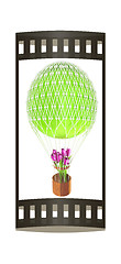 Image showing Hot Air Balloon and tulips in a basket. 3d render