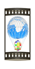 Image showing Hot Air Balloon of Earth with  Easter egg.  Global Easter concep