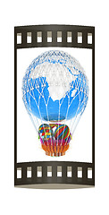 Image showing Hot Air Balloon of Earth with a basket of multicolored wheat and