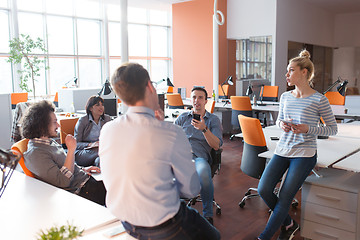 Image showing Young Business Team At A Meeting at modern office building