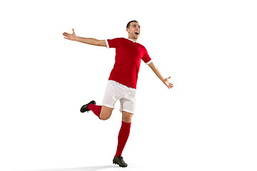 Image showing Professional football soccer player isolated white background