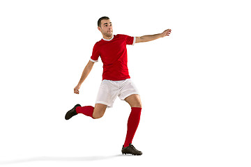 Image showing Professional football soccer player isolated white background