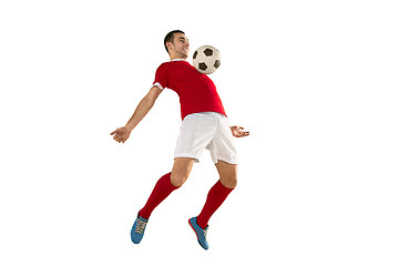 Image showing Professional football soccer player isolated white background