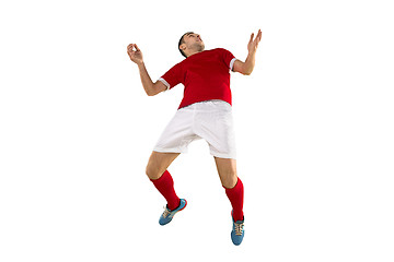 Image showing Professional football soccer player isolated white background