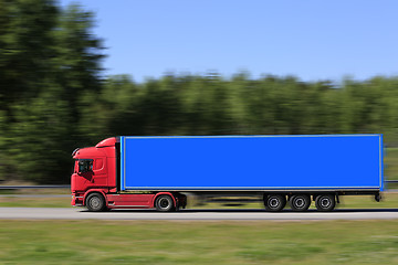 Image showing Semi Trailer Cergo Transporter at Speed