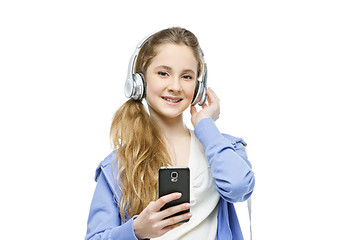 Image showing Teen age girl with headphones