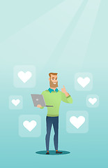 Image showing Man with laptop and heart icons.