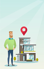 Image showing Realtor on background of house with map pointer.