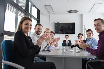 Image showing Group of young people meeting in startup office