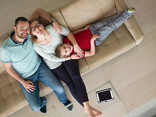 Image showing family with little boy enjoys in the modern living room