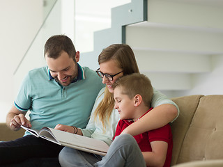 Image showing family with little boy enjoys in the modern living room