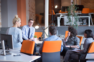 Image showing Young Business Team At A Meeting at modern office building