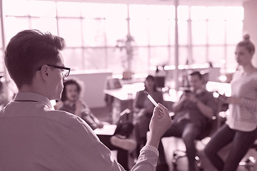 Image showing Young Business Team At A Meeting at modern office building