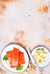 Image showing salmon fish and butter 